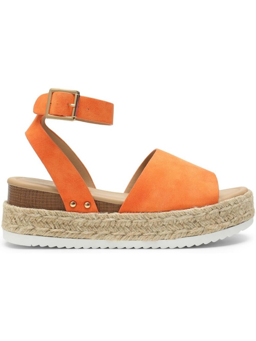 Women's Orange Comfortable Platform Espadrilles Ankle Strap Wedge Sandal Shoes - Picture 3 of 6